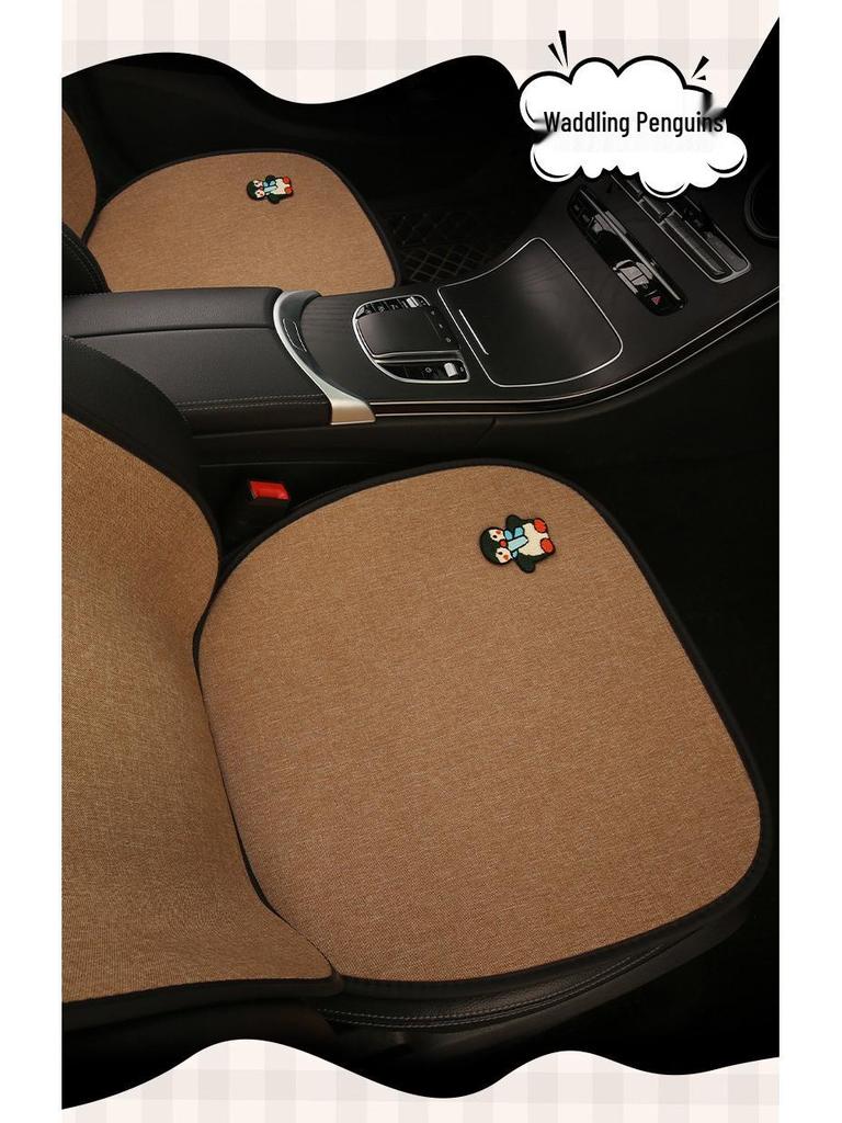 All-Season Penguin Cartoon Seat Cushion for Peugeot 408, 408X, 508, 4008 - Cotton Linen Design for Women