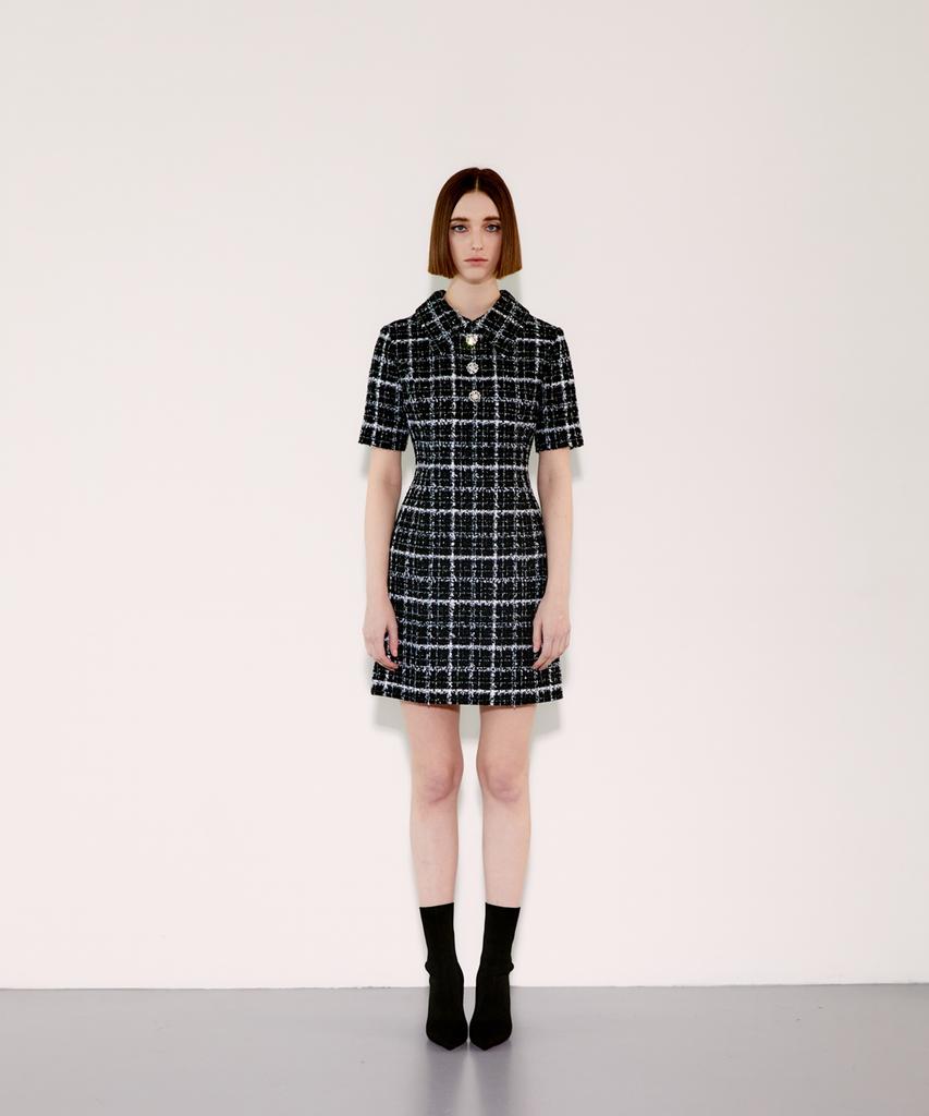 Chaenyuyog Detatchable Collar Dress [White Check]