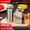 Stainless Steel Press-Type Toothpick Holder - High-End Round Design for Home, Hotel, and Restaurant Use.