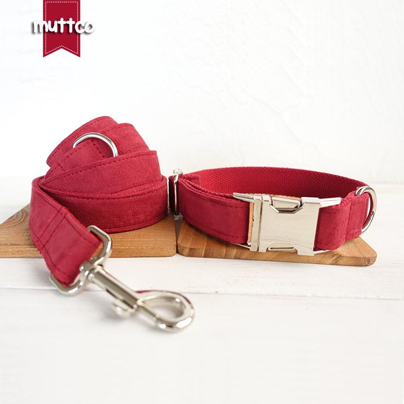 MUTTCO Red Dog Collar and Leash Set UDC-020 Extra Large
