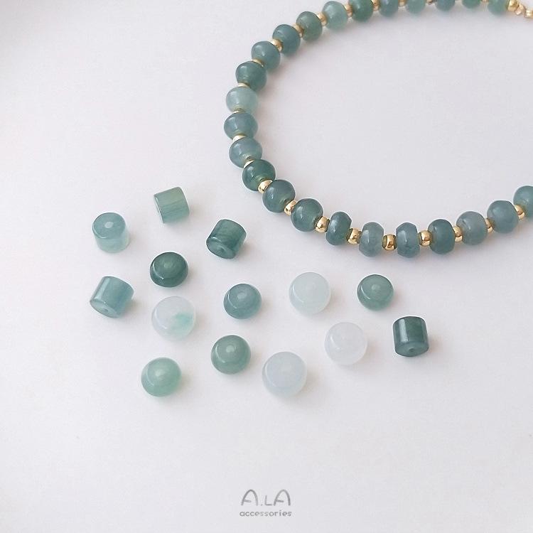 Natural Ice Jade Barrel Abacus Beads for DIY Bracelets