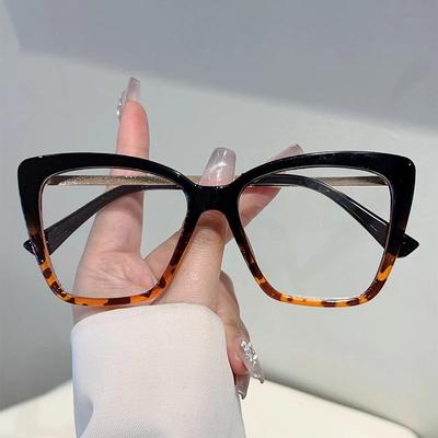 Übergroße Cat-Eye-Brille Damenmode Vintage-Design Blaulichtfilter Optische Fassungen Trendiges Markendesign Brille