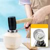 Good-Coconut Opener Tool Coconut Shell Punching Knife Coconut Opener Kit Wooden Handled Rubber Hammer Stainless Steel