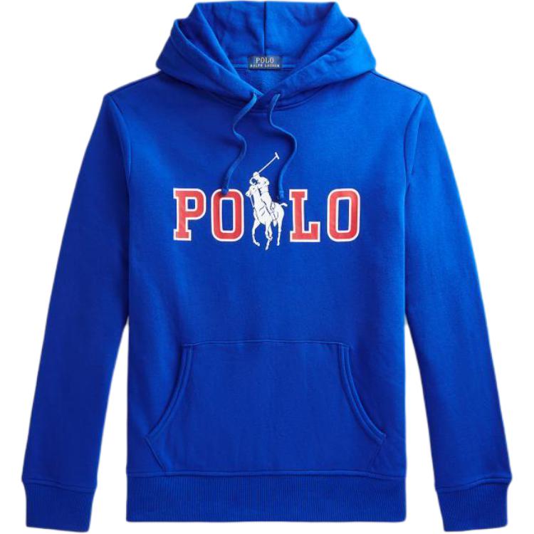 Polo Ralph Lauren SS24 Large Logo Letter Print Hooded Long Sleeve Sweatshirt Unisex Sweatshirt Blue MNPOKNI16821963-401
