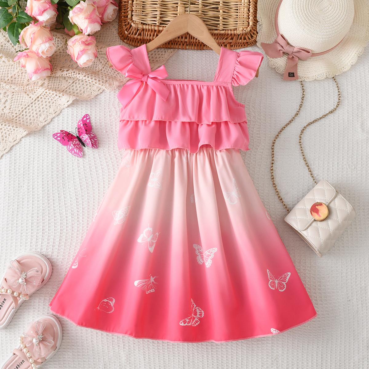 Sweet Gradient Dress For Girls - Summer Children s Fashionable Dress 3-4Y