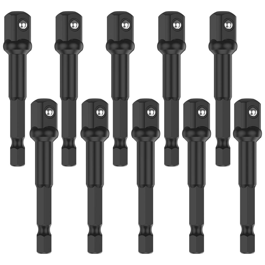 10/20PCS 3/8 In Impact Socket Adapter and Reducer Square Socket Drill Bits Bar Extension 1/4 In Hex Shank Nut Driver Sockets