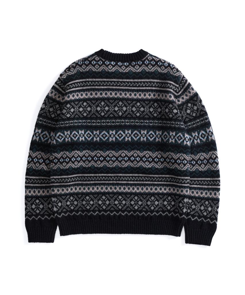 Guernsey Woollens Port Doyle Fair Isle Crewneck Sweater - Black