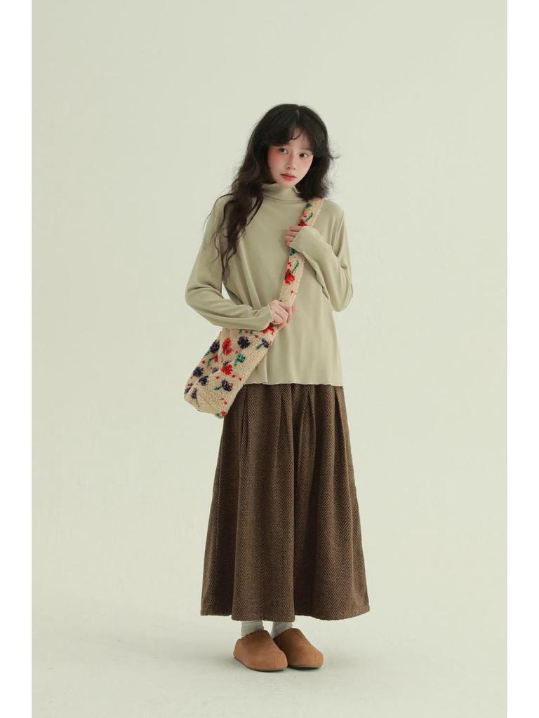 Retro Casual A-Line Woolen Slimming Skirt