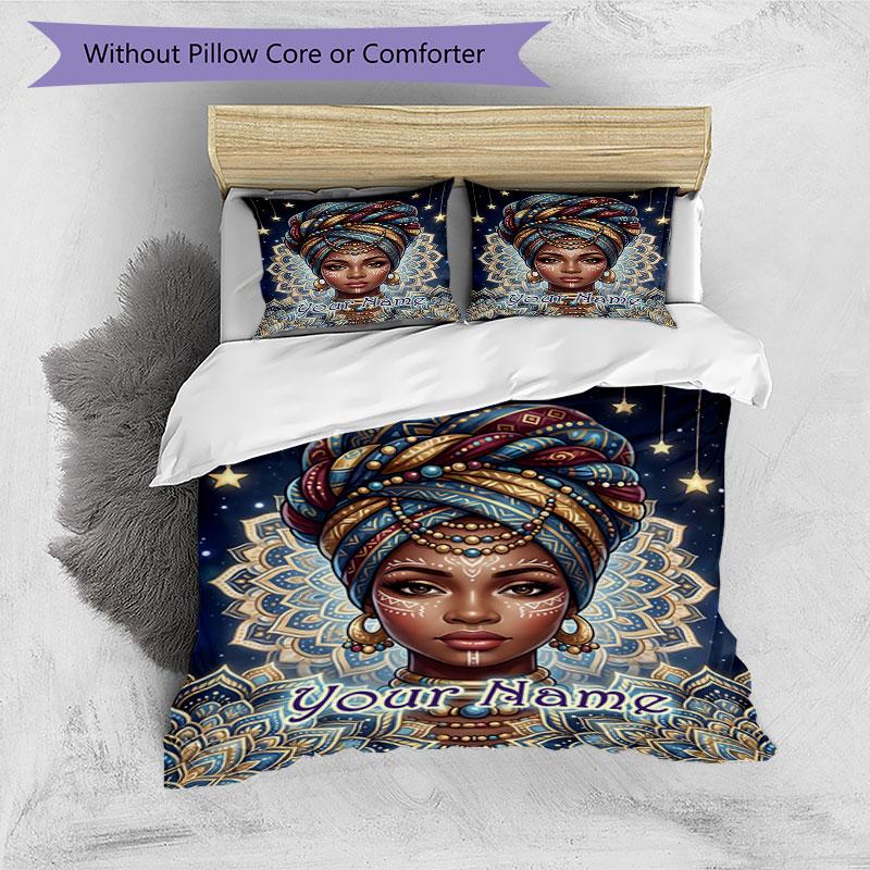 3pcs Custom Name Ethereal Beauty Stars Bedding Set Printed Bedding Set Duvet Cover Closure Includes 1 Duvet Cover & 2 Pillowcases Bedroom Decor