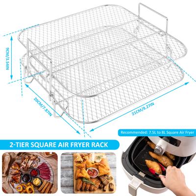 Air Fryer Rack Stainless Steel Grill Dehydrator Racks Air Fryer Stacking Steamer Roasting Rack Kitchen Accessories Cooking Tools