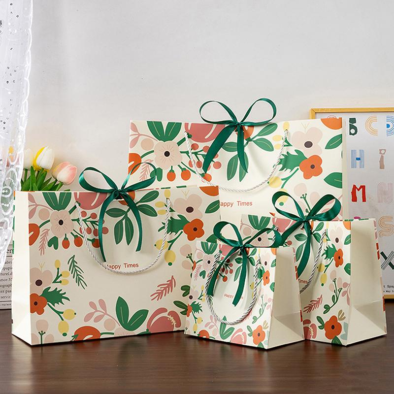 1Pcsgift Bags Mother'S Day Gift Wrapping Bagscartoon Tote Bags Birthday Paper Bags Bow Gift Packaging Bag