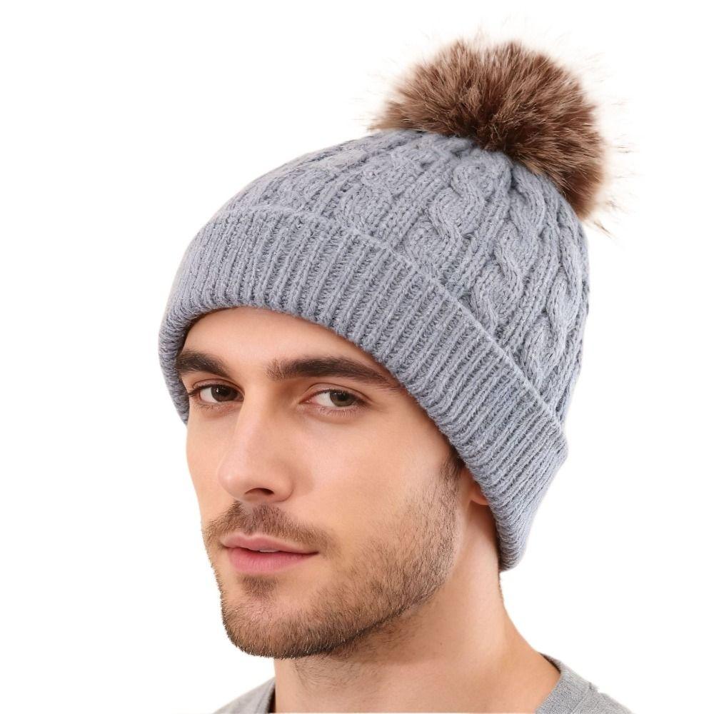 Keep Warm Knitted Beanies Ear Protection Pompoms Hat High Quality Winter Autumn Hats  for Woman/Men