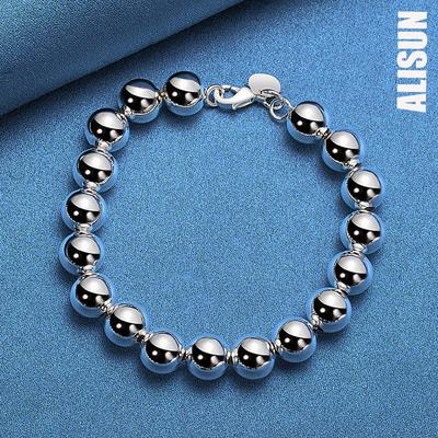 925 Sterling Silber 10mm Hohle Runde Perle Silberperle 20cm Armband Modischer Hochzeitsschmuck