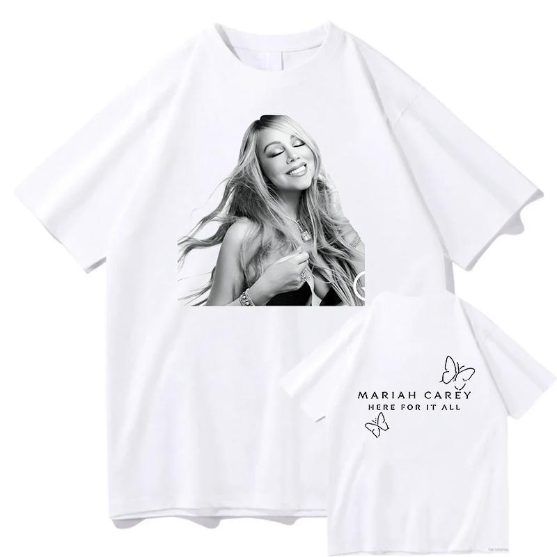 Mariah Carey Here for It All Tees Summer Cotton Breathable Short Sleeve Unisex Unisex High Street Clothing Casual T Shirt Streetwear
