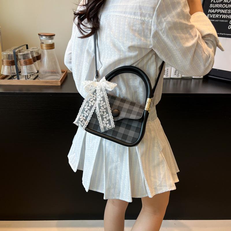 Neue vielseitige Handtasche Kleine quadratische Tasche Vielseitige Umhängetasche Karierte Umhängetasche Damentasche