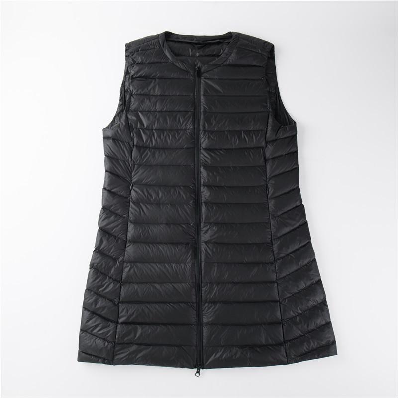 Women's Out-of-Season Korean Down Jacket - Slim Fit, Round Neck, Mid-Length, Zippered Winter Vest