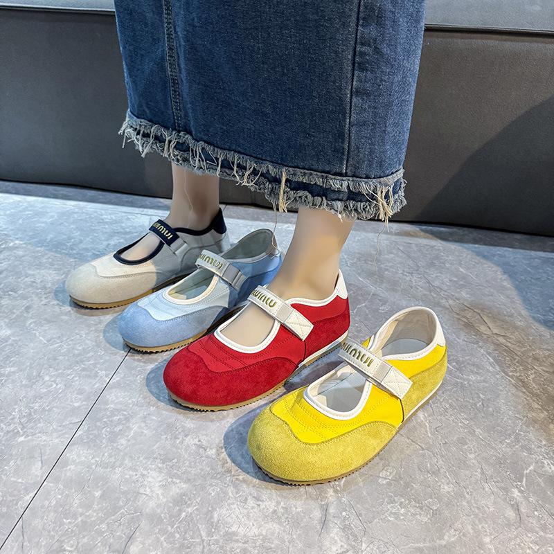 [Fanfna] Velcro shallow single shoes women's 2025 spring and summer new casual Mary Jane shoes cloth casual shoes