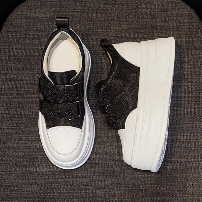 Inner height increase Velcro women's spring new casual single shoes muffin platform retro new Chinese style women's shoes