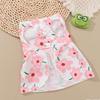 Spring Summer Pet Flower Print Skirt with Bowknot Decors Outdoor Walking Dogs Rabbit Universal Dress Lightweight