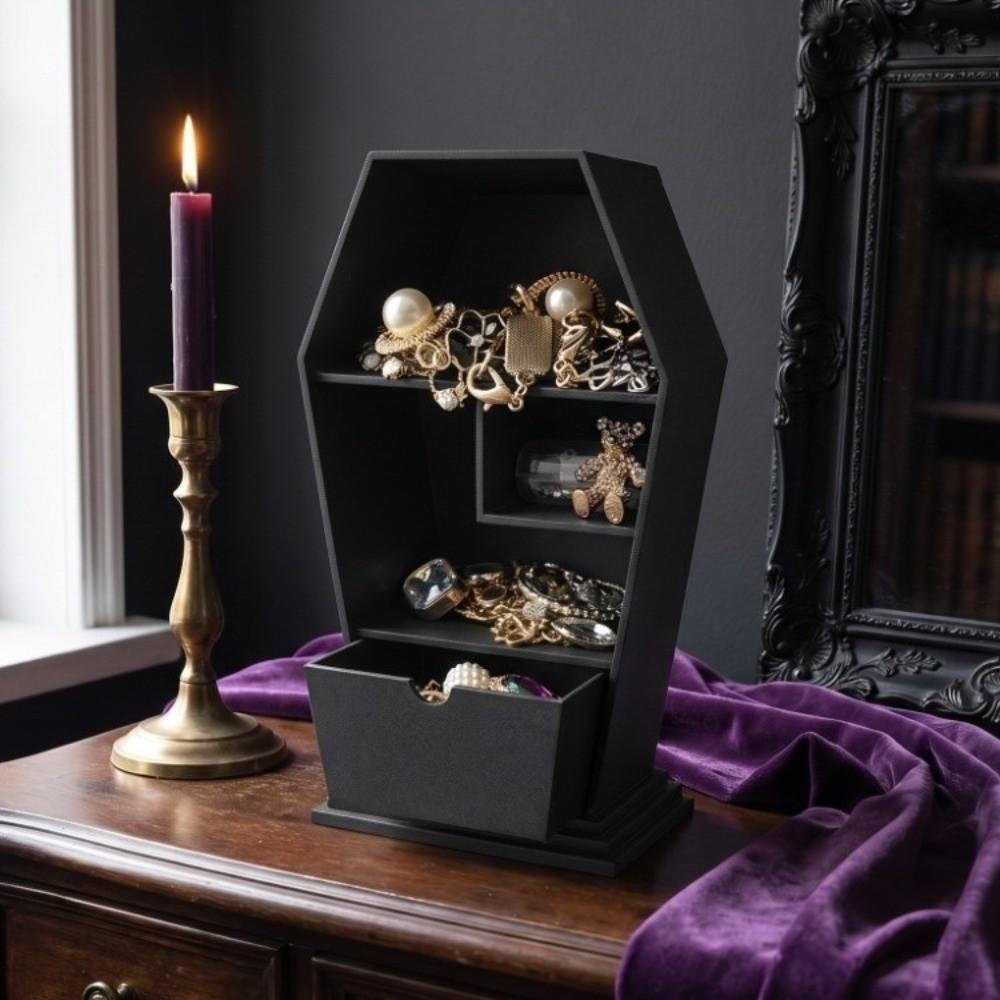 Gothic Travel Portable Storage Case Multi-compartment Ring Necklace Earring Storage Box Halloween