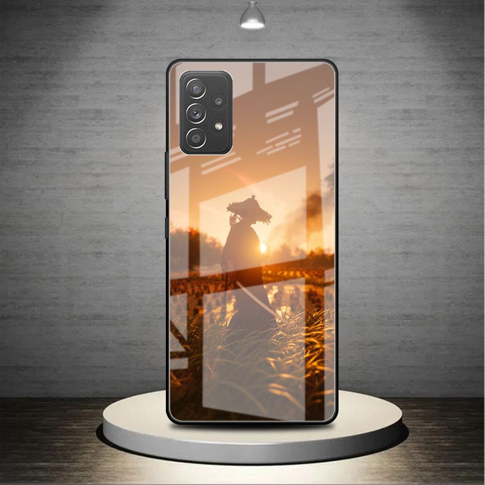 Landschaft Tusche Samurai Kunst Glas Hülle Für Samsung Galaxy A52 A71 A50 A51 A70 A21s A31 A72 A10 A12 A30 A22 5G Handyhülle