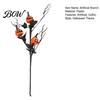 Spooky Halloween Home Decor Artificial Pumpkin Stems, Black Branch with Maple Leaves, Fake Leaf And Gothic Floral Arrangement for Vase,