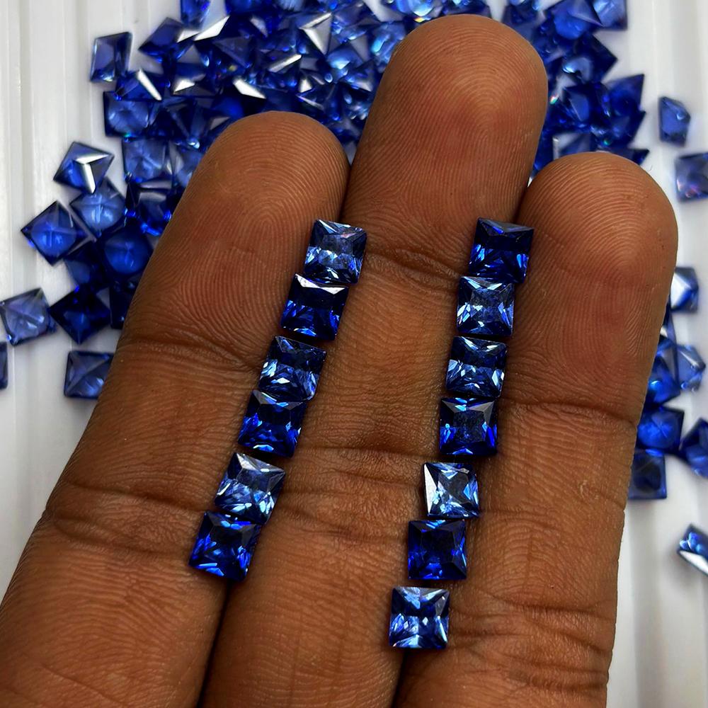 12.00 Ct Square Cut Natural Blue Sapphire Certified Loose Gemstone 5x5 mm Lot
