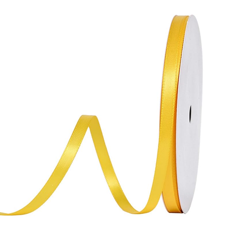 

double sided satin ribbon yellow width 6 mm 100 yards length Approximately 91 meters large capacity ribbon for gift wrapping bowknot packaging gift