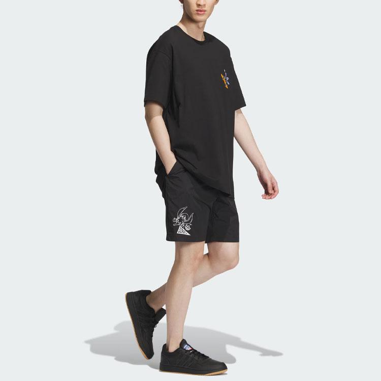 Adidas Originals Trefoil Tfl M1 Graphic Tee Cartoon Print Sports Short Sleeve T-Shirt Men Tops Black IN1044