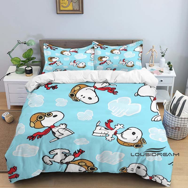

3D-Printed Snoopy Series Bedding Set with Cute Cartoon Patterns — Duvet Cover and Pillowcases 135x200cm