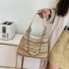 Colored Wavy Woven Tote Bag Shoulder Underarm Bag