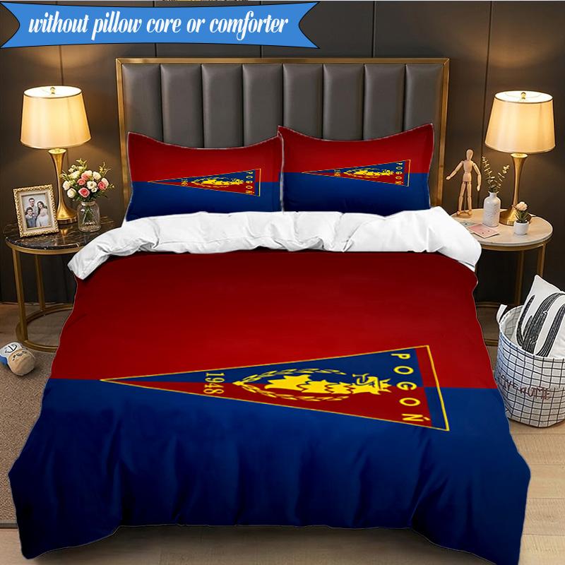 3PCS Pogoń Football Crest Bedding Set 2D Printing (Includes 1 Duvet Cover + 2 Pillowcases Coreless), Bedroom decor,Fan gift