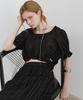 Nigaennikol Pin Stripe Puff Blouse_Black