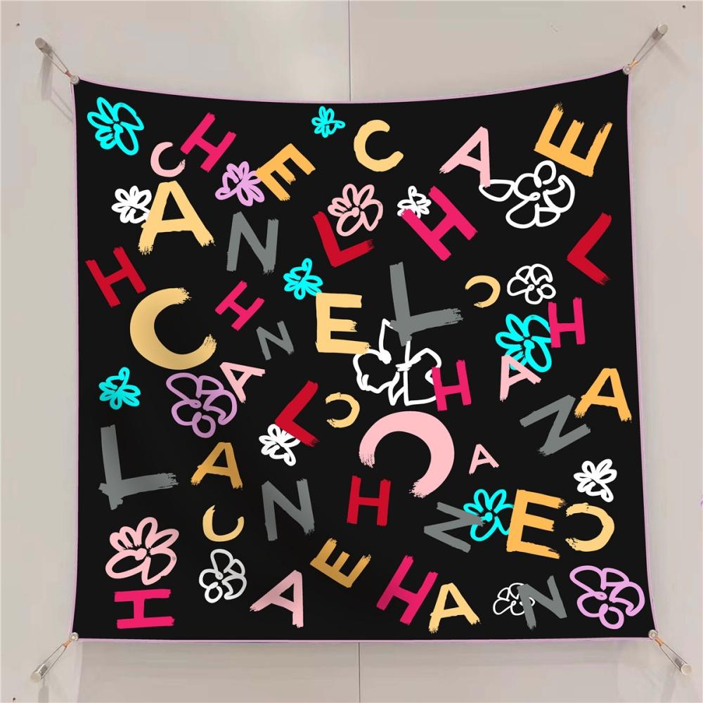 Silk Scarf Women Fashion Printed Square Scarves Head Echarpes Silk Foulards Femme Wraps Beach Shawls Bandana Lady Hijabs 90CM