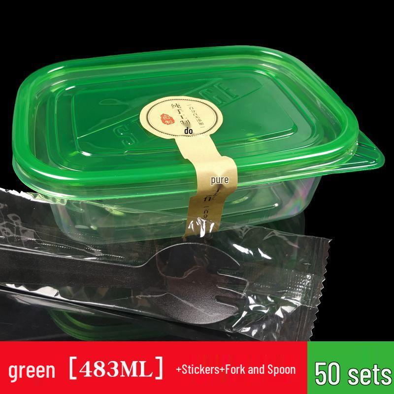 280ml Rectangular Transparent Plastic Salad Box with Lid for Fresh-Keeping and Takeaway