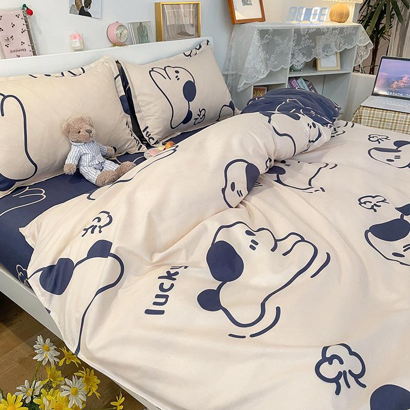 Four-piece Cartoon Single-piece Bedding Dormitory Bed Sheet Quilt Cover Ins Quilt Cover Three-piece Set Spring