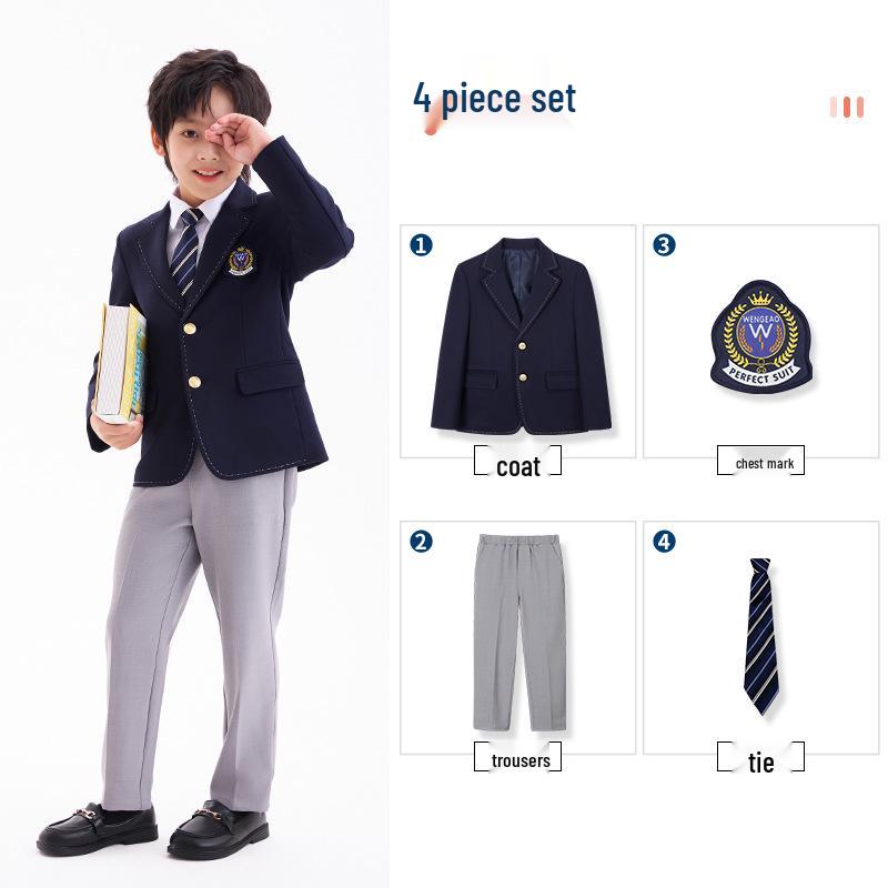 British Style Kindergarten Uniforms: Children's Formal Suit Jackets for Boys and Girls
