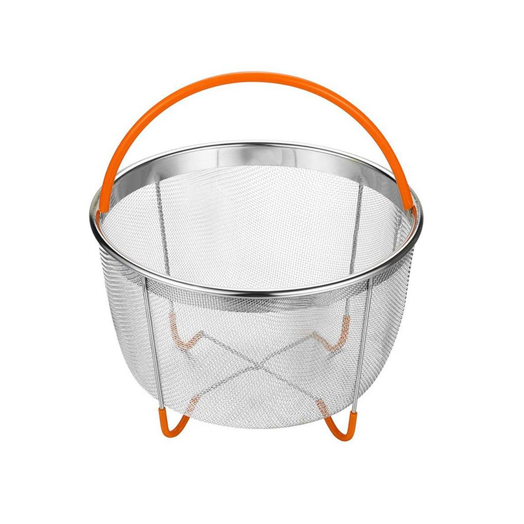 Steamer Basket with Silicone Handle Stainless Steel Multi-Function Fruit Cleaning Basket Vegetable Drainer