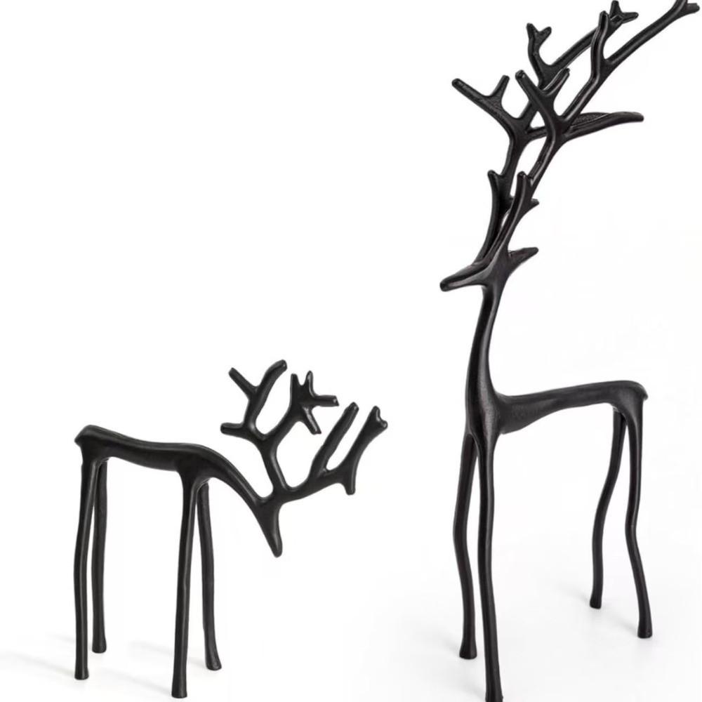 Xmas Black Reindeer Christmas Decoration European-Style Black Reindeer Statues Modern Decorative Deer Sculpture