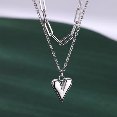 Stainless Steel Heart Pendant Necklaces For Women  Color Aesthetic Heart Pendant Necklace  Trendy Jewelry Bff