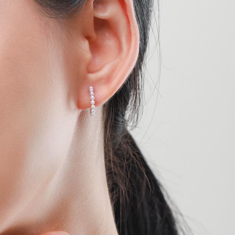 Tancise 925 Sterling sølv syntetiske perle øredobber Drop øredobber for kvinner bryllupsfest gaver