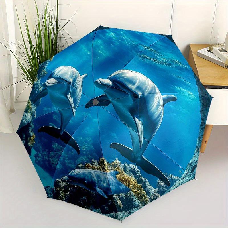 

Underwater Adventure: Dolphin Paradise Wall Decal Umbrella, Portable 3-Fold Compact Umbrella for Men & Women R125