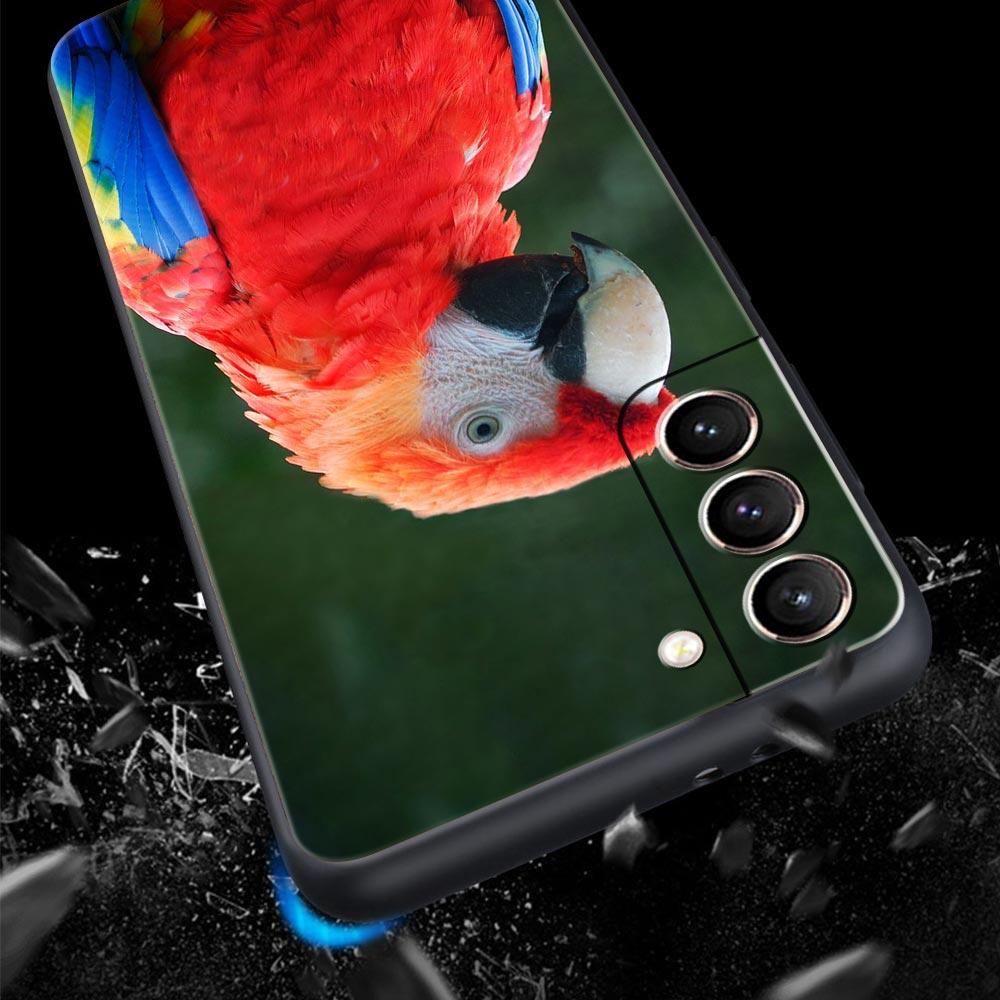 Custodia per Telefono Uccello Pappagallo Per Samsung Galaxy S26 Ultra S25 Plus S24 FE S23 S22 5G S21 S20 Cover Nera Morbida