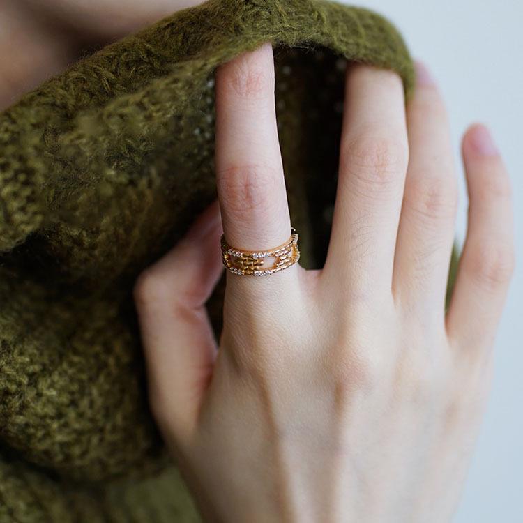 

Элегантное женское кольцо в стиле ретро из стерлингового серебра S925 с золотым покрытием US Size 6