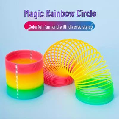 Großer bunter elastischer Federkreis - Magisches Regenbogenspielzeug für Kinder & Erwachsene, Pädagogischer & professioneller Performance-Ring zum Balancieren.