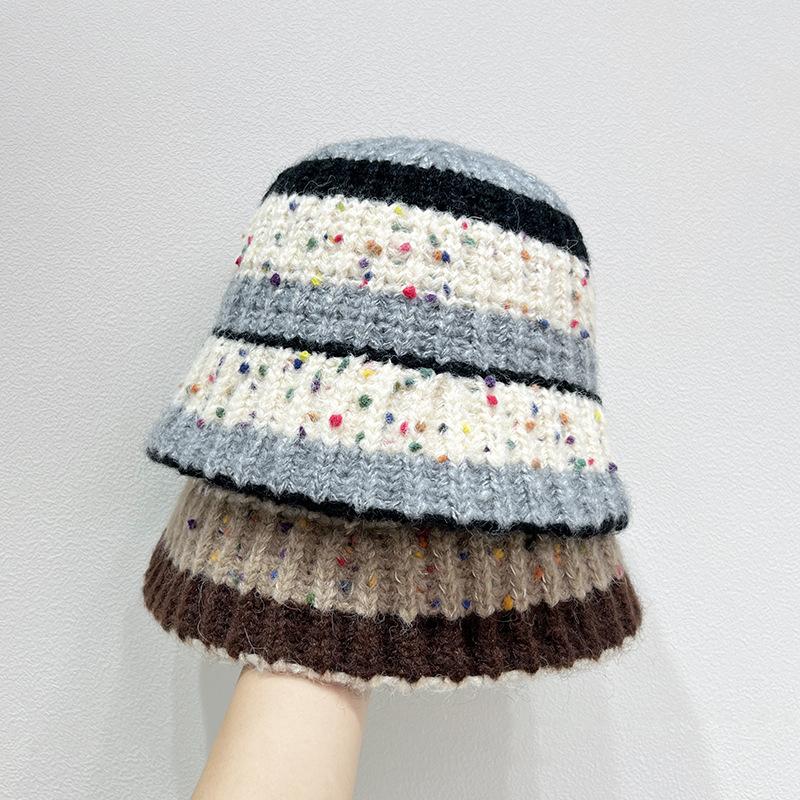 Dzianinowy Kapelusz Rybacki dla Kobiet Jesień i Zima Ciepła Ochrona Uszu Wszechstronny Kapelusz Bucket z Przędzy