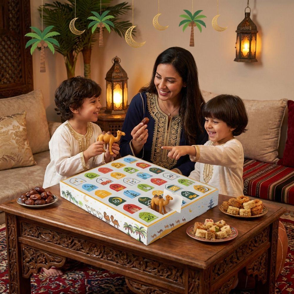 Paper Ramadan Advent Calendar Box 30 Empty Grid Gift Packaging Box Surprise Gift Box  Eid Party