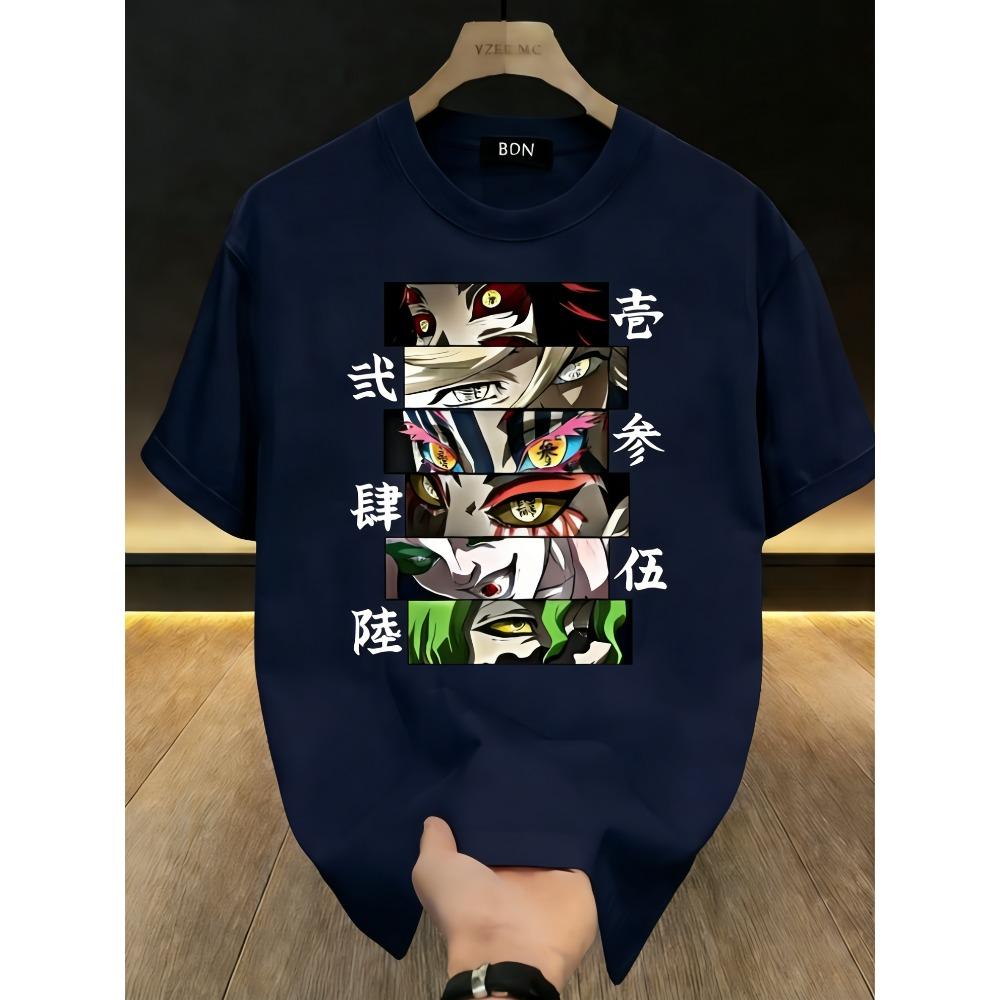 Plus Size Summer Demon Slayer Anime Printed Men and Women Tshirt Casual Parent Child Top Fashion Cotton Y2K Harajuku Street