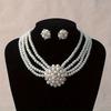 3 Piece/set Fashion Zircon Set Luxurious Zircon Necklace Earrings Party Banquet Versatile Women Personalized Necklace Earrings