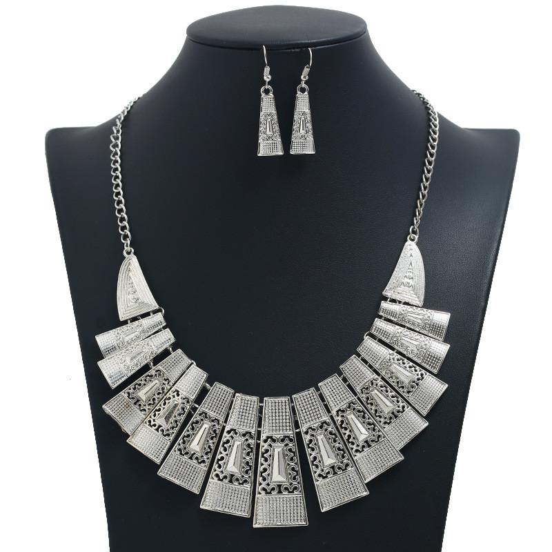 Vintage Artistic Alloy Necklace And Earring Set Casual Wear Accessories Clothing